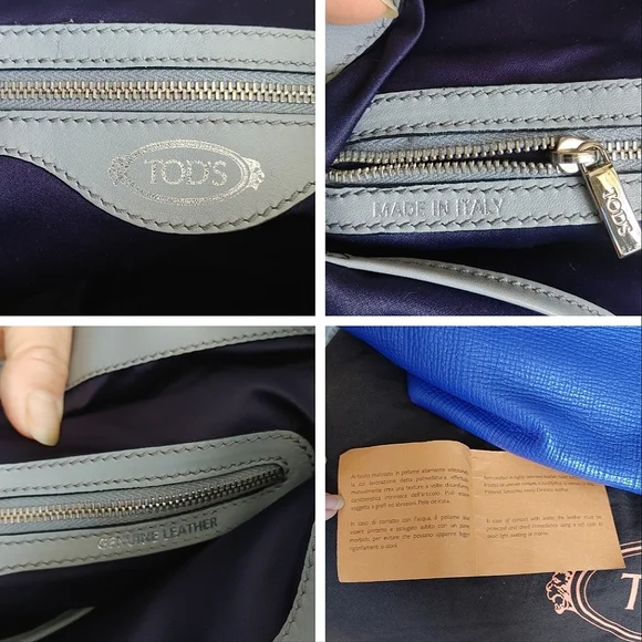 TOD'S Cobalt Blue Leather Shoulder Tote Bag - Picture 6 of 16